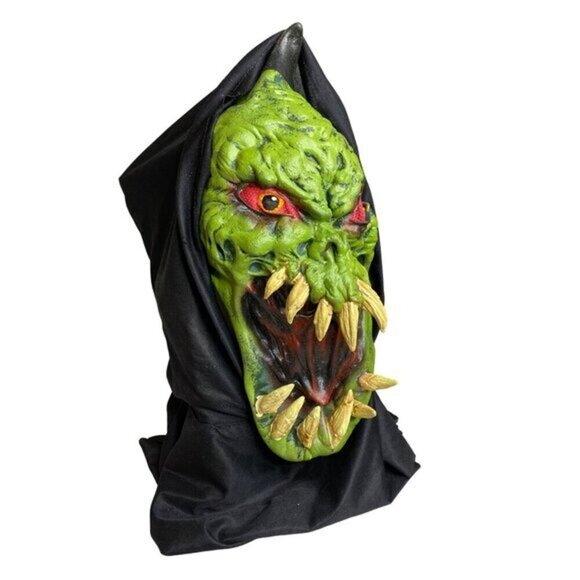 Vintage 2006 Paper Magic Group Green Monster Demon‎ Horn Scary Halloween Mask - Picture 1 of 5